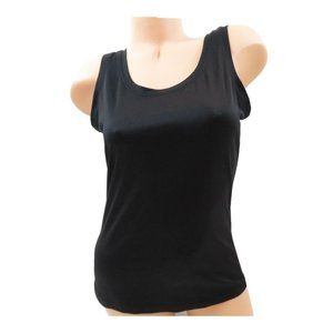 CDP & Co Women's Top Black Size S Stretch Knit Sleeveless Tank Style Round Neck